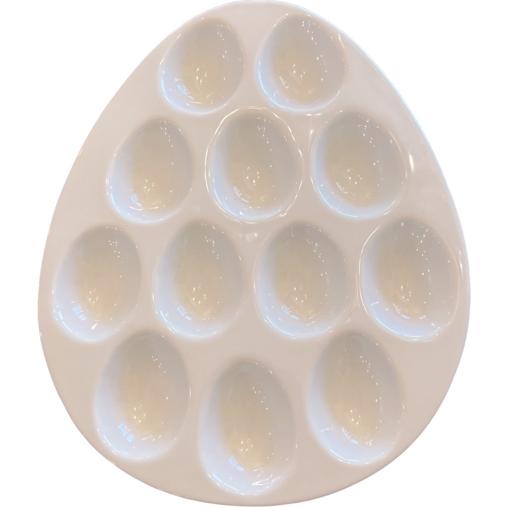 Brand New White Deviled Egg Glass Holder Platter